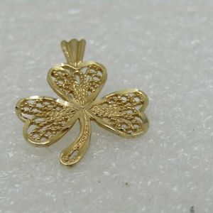 Vintage 14kt Clover Pendant Charm, Michael Anthony